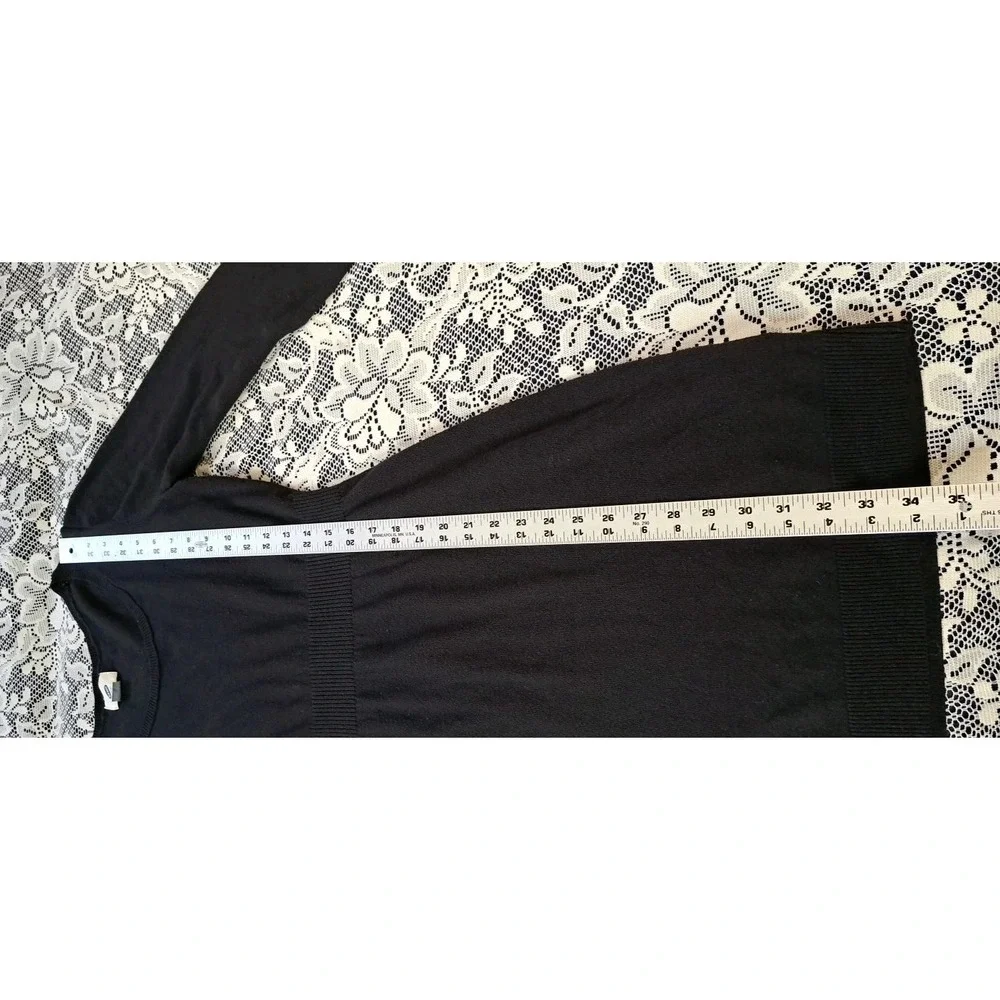 Old Navy Sweater Dress M Black Scoop Neck Ribbed‎ Waist Long Sleeve Cotton Blend